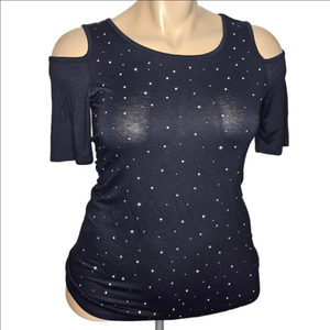 Belldini Short Sleeve Cold Shoulder Top, Women's Size L